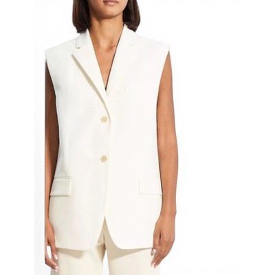 Capsule Wardrobe Quiet Luxury Minimalist Tailored Vest Ivory Sleeveless M/L