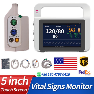  US Warehouse 5 Inch Touch Screen Portable Multi-parameter Patient Monitor 