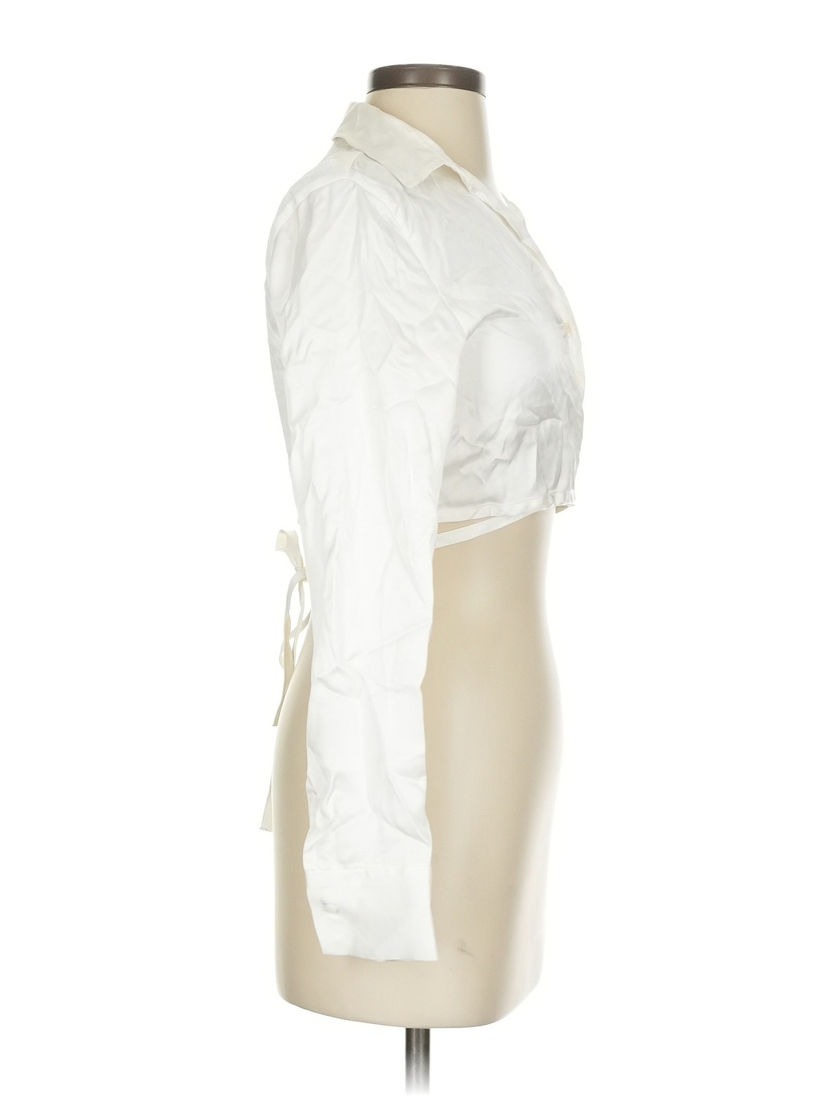 Zara Women Ivory Long Sleeve Blouse XS thumbnail 3