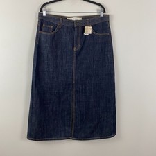 Vintage Y2K GAP Jeans Denim Maxi Skirt-Front Slit Size 14 Dark Wash