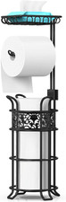 Toilet Paper Holder Stand with Shelf, Free Standing Toilet Paper Roll Dispenser