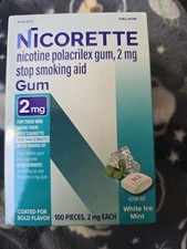 Nicorette Stop Smoking Nicotine Gum, Ice Mint 2mg, 100ct - Exp.02/2028