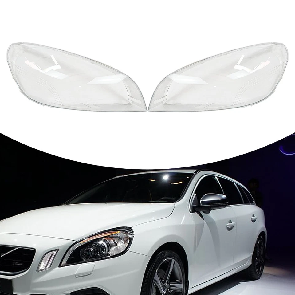 Nuevo par de carcasa de lente de faro delantero + pegamento sellador para Volvo S60 V60 2011-2013 Foto 3 de 4
