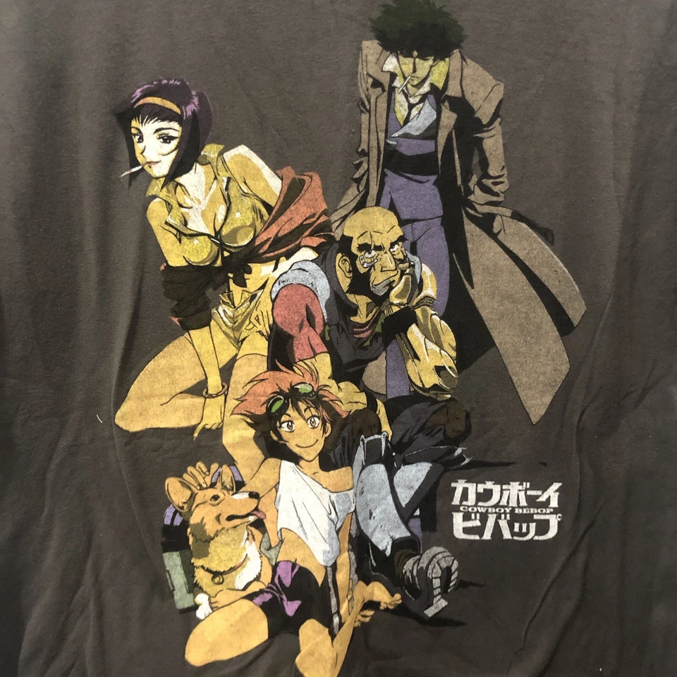 Camiseta Vaquero Bebop Spike Faya Jet Ed Ein Crew Anime Gris Talla Grande Foto 2 de 4