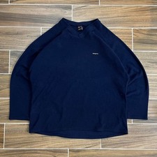 Vintage 90s Patagonia Capilene Fleece Sweatshirt Base Layer Blue V Neck Sz XL