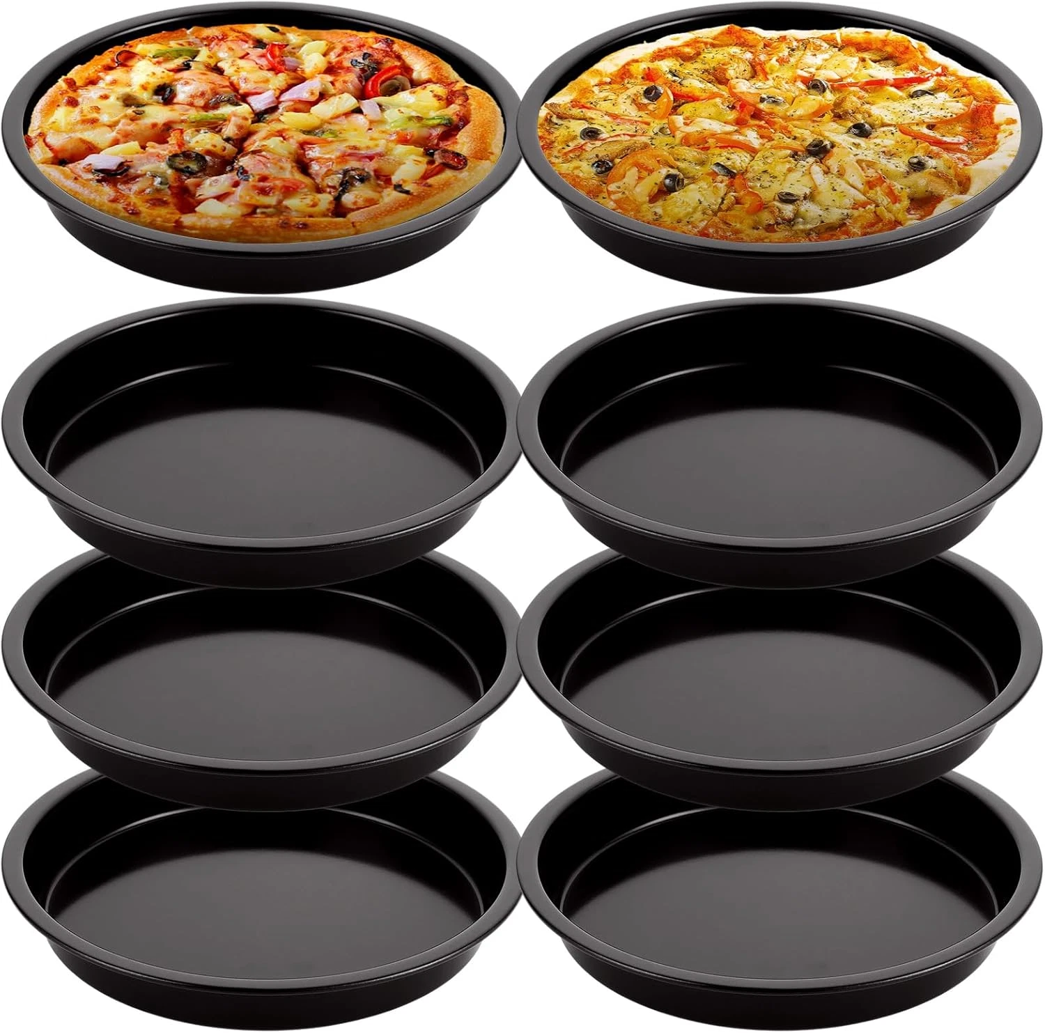 8 Pack Deep Dish Pizza Pan Personal Pizza Pan for Oven round Pizza Plates Set Sm