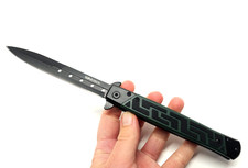 G10 Pocket Knife Blade EDC Tip Up Carry Green Spring Assisted