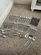 Oneida Distinction Stainless Lisbon Flatware Lot Spoon Fork Knife Serving Pieces