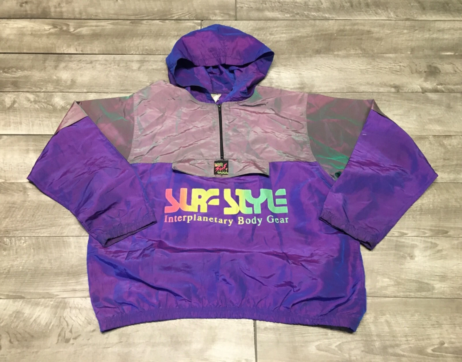  90s pullover windbreaker iridescent vintage jacket