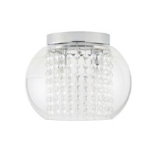 Litecraft Seren Ceiling Light Bathroom Flush With Clear Shade - Chrome Clearance