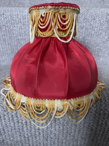 Small Satin Fringed Waisted Vintage Lampshade Cottagecore Decor - Picture 13 of 15