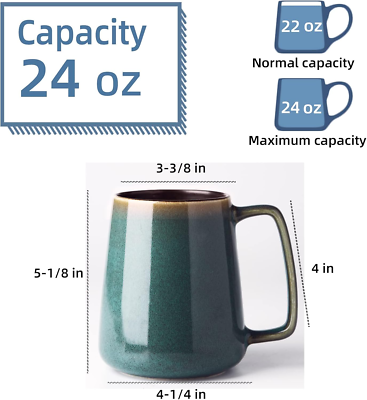 24 Oz Large Ceramic Coffee Mugs, Extra Large Tea and Coffee Cups, Large  Handle C | eBay