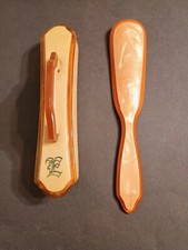 Vintage Butterscotch Bakelite Shoe Horn And Lint Brush Set
