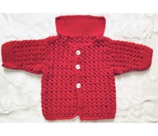 Vintage Sweater Handmade Crocheted Knit Cardigan Infant Baby Girl Or Boy Buttons