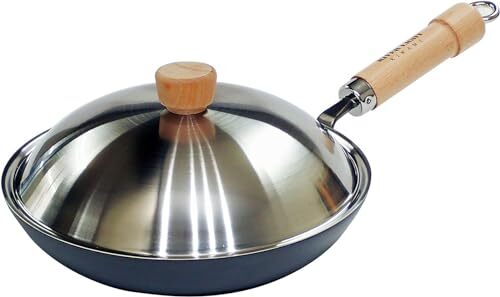 New Riverlight JS2328 Kyoku JAPAN Iron Thick Plate Frying Pan with Lid Set  11.0