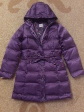 LANDS END Girls Hooded Down Coat with belt. Size L/14y.o.