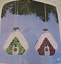 Herrschners Sequin Beaded Christmas Cottages Ornament Kit Makes 6