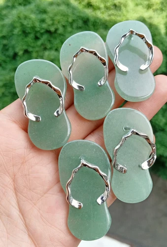 NEW BALANCE 5pz Ciondoli Infradito Pietra Avventurina Verde Chakra Reiki Guarigione Amuleto Energia