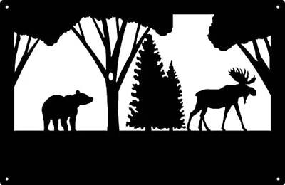Bear & Moose Art/ Welcome Sign  - Made in America - Outdoor Decor