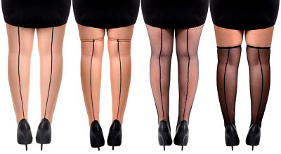 SCHWARZ & NUDE STRUMPFHOSE STRÜMPFE DAMEN BLICKDICHT RETRO RÜCKNAHT STRUMPFHOSE NETZ