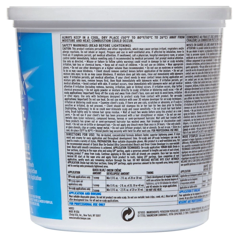 Blanqueador de cabello en polvo L'OREAL Quick Blue extra fuerte 1 lb Foto 2 de 2