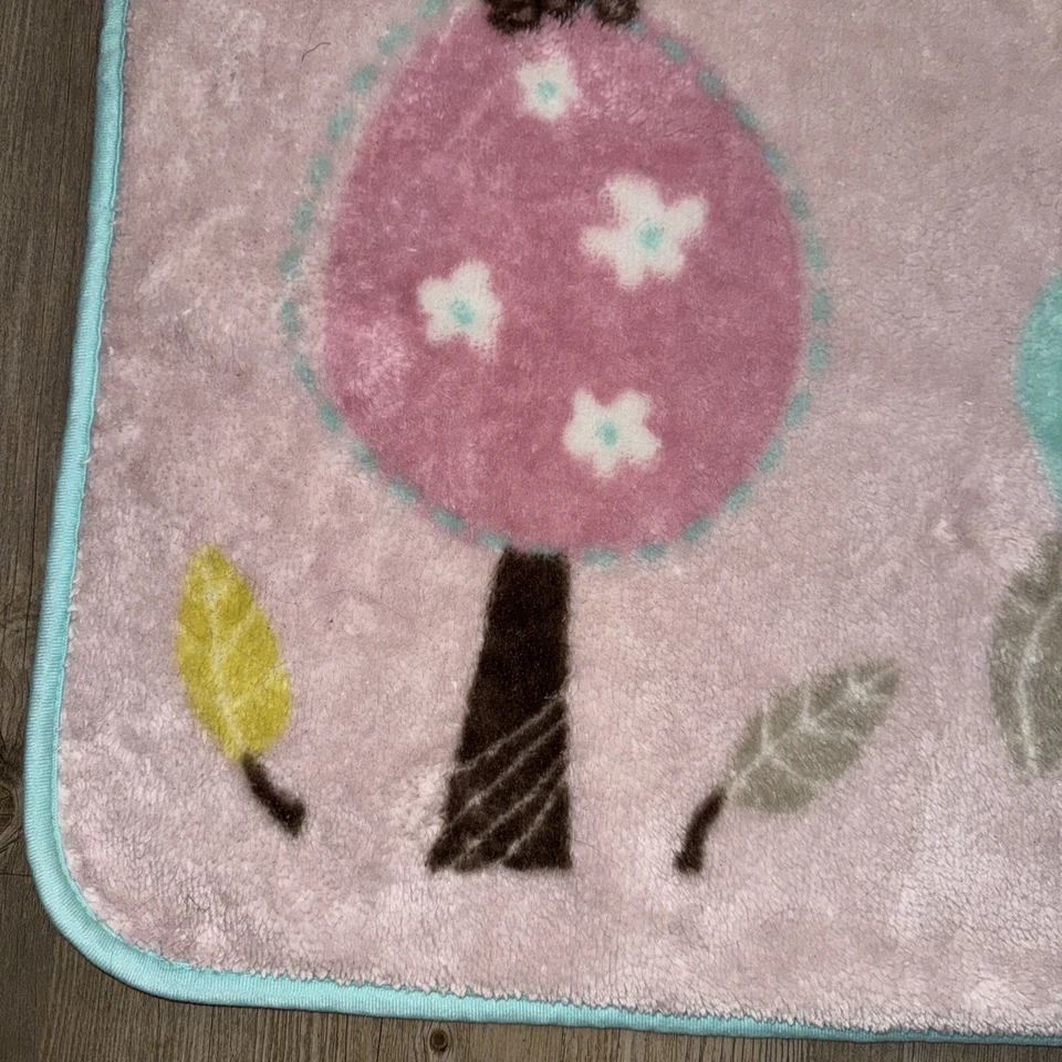 Bananafish Owl Manta Bebé Rosa Seguridad Lovey 30” X 44” Suave Vellón Búhos Foto 4 de 4