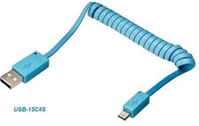4.5 ft. USB 2.0 Type-A Male to Micro-B 5-pin Male Coiled Cable, Sky Blue Color