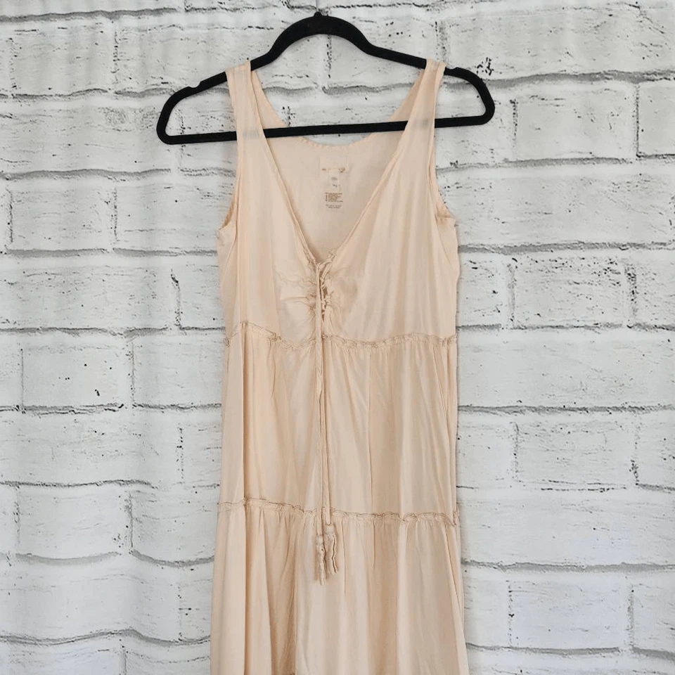 Pilyq Pink Swim Cover Up Sleeveless V-Neck Tiered Maxi Dress Size M/L - Image 2 of 4