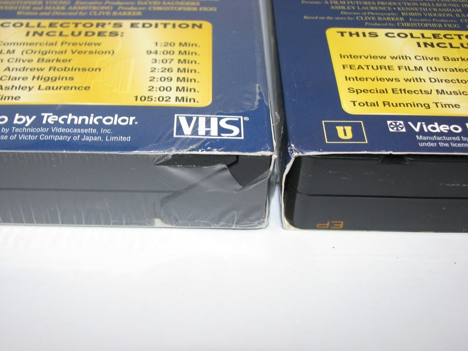 HellRaiser I II Hellbound VHS, 1994 Collector’s Edition 1 is Factory