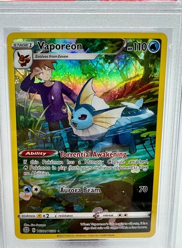 2022 Pokemon SWSH Brilliant Stars #TG02 Full Art Vaporeon PSA 9 MINT - Picture 3 of 5