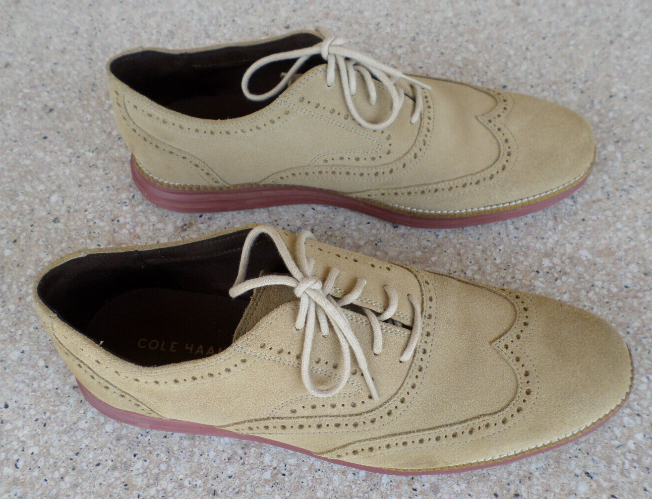 SAOLA Oxford Cole Haan Grand OS in pelle scamosciata marrone chiaro punta alare leggera. Uomo 11 M