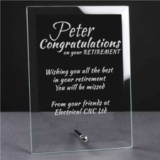 Personalised Engraved Retirement Glass Plaque - Retirement Gift Leaving Gift
