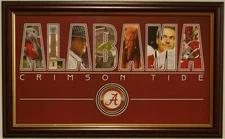 Alabama football framed nameplate print Saban Big Al Bear Bryant Denny Chimes