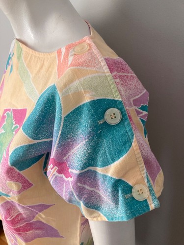 Camisa corta vintage años 80 boxy estampado tropical retro Stranger Things Med 8 - Imagen 2 de 4