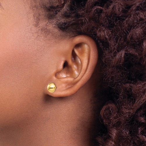 Avariah 14k Gelbgold poliert 8 mm halbe Kugelpfosten Ohrringe - Bild 3 von 5