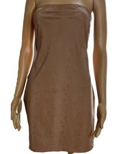 Prettylittlething Strapless Bodycon Mini Dress Size 14 Tan Brown Effect Snake Pu
