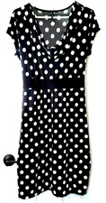 Women's Large Dress Silky Flowy Scoop Neck Cap Sleeves  Lined Polka Dot
