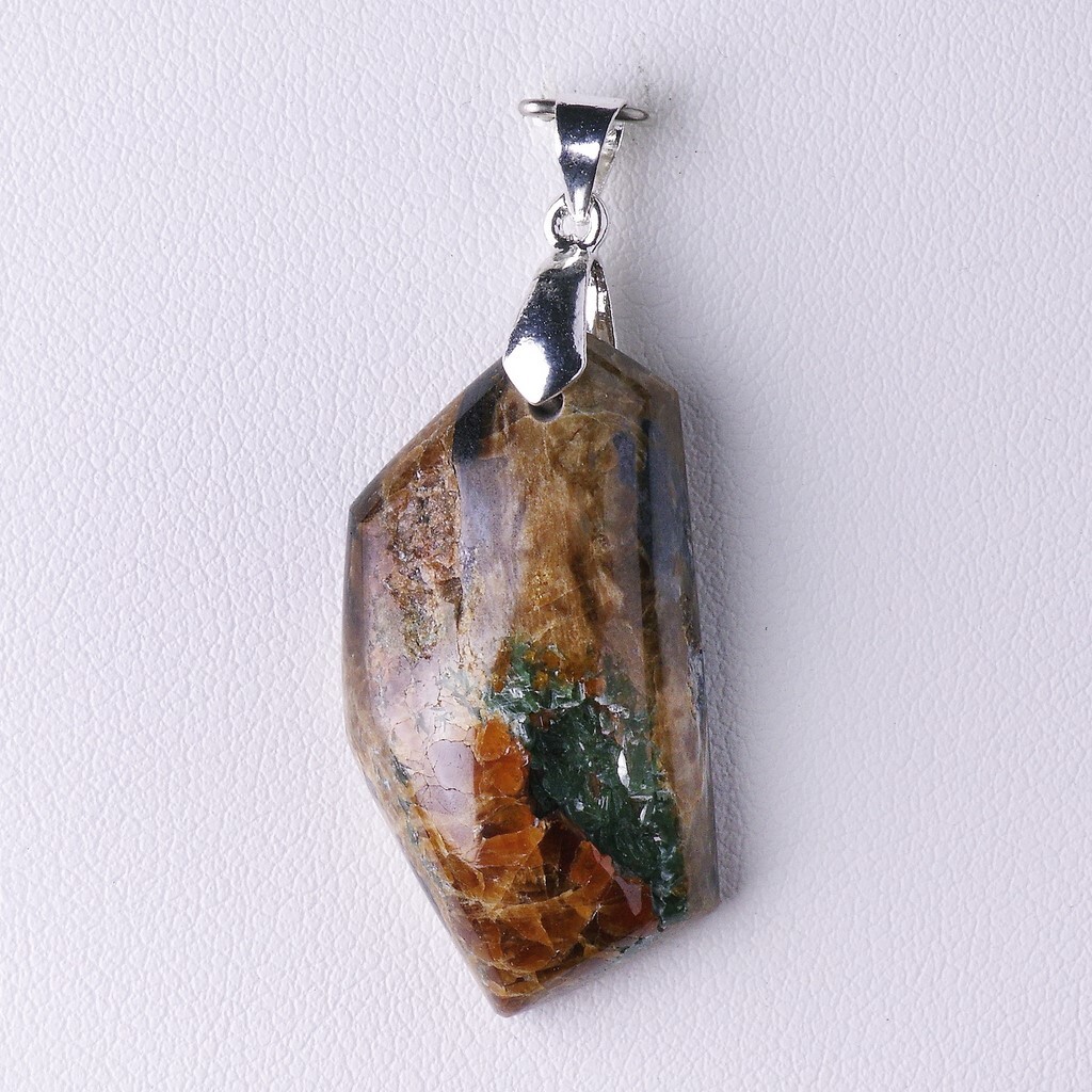 Hessonite clinochlore 41,66 ct pendentif en argent véritable A24-279