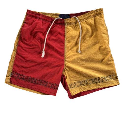 Vintage Wochenenden Strandbekleidung Badehose Shorts Farbe Block Nylon Herren Größe M - Bild 1 von 8