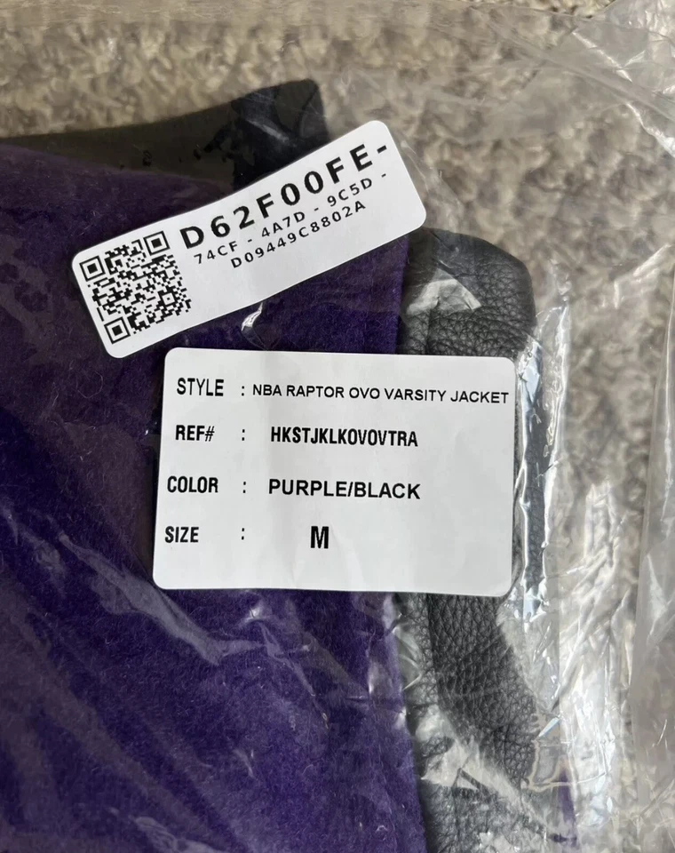 OVO Mitchell And Ness '95 Raptors Varsity Jacket Purple - Image 4 of 4
