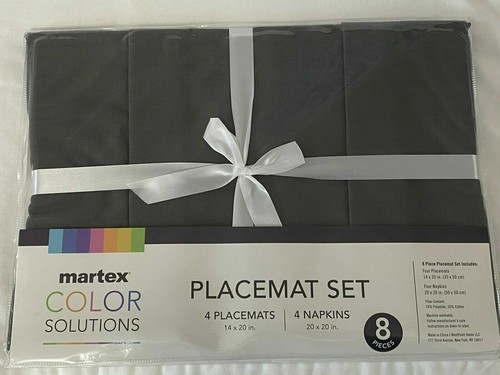 Martex Color Solutions Placemat Set (4 placemats, 4 napkins) GRAY OR CHOCOLATE - Picture 5 of 10
