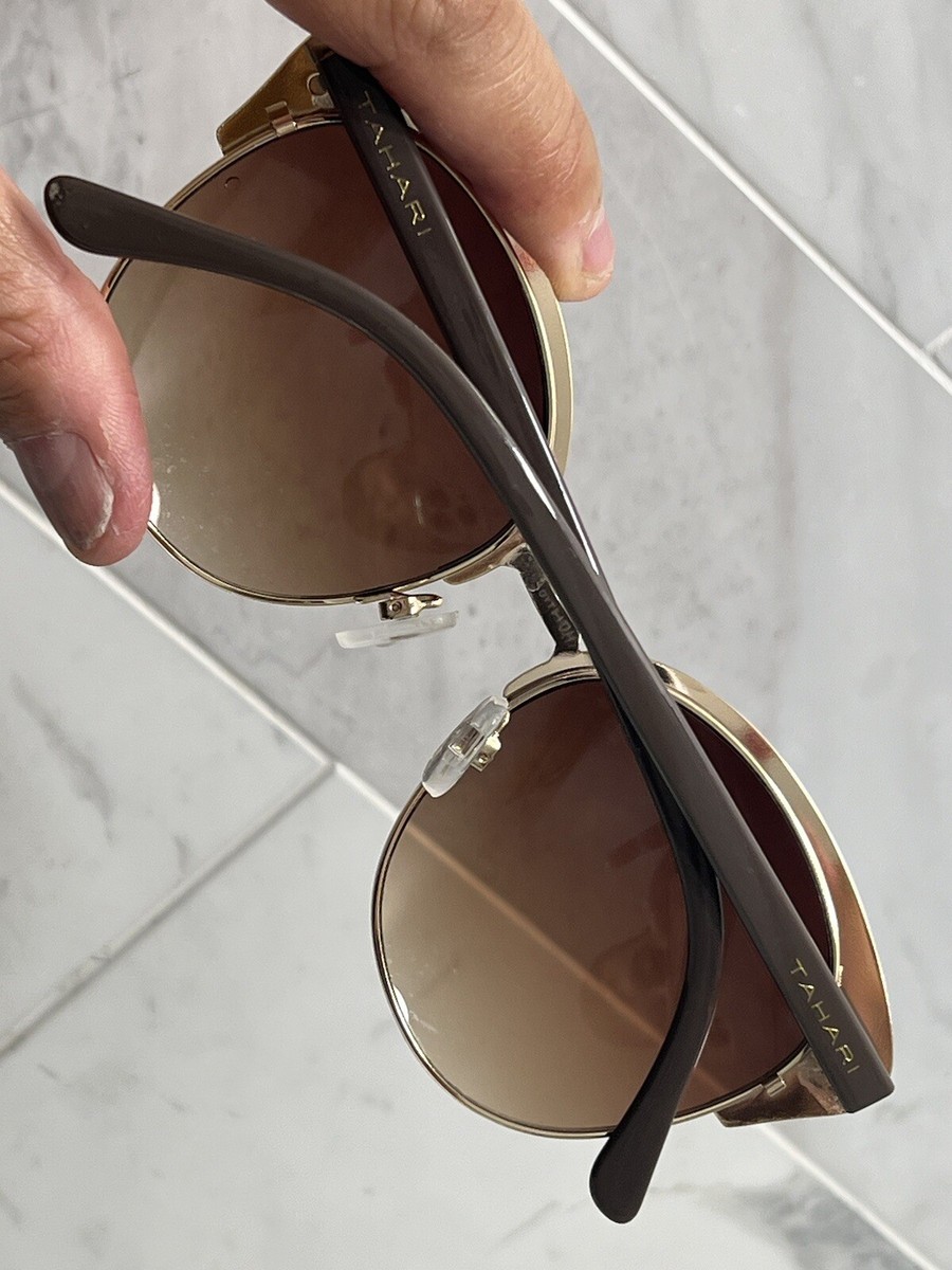 Tahari Cat Eye Sunglasses Rose Gold Nude Frame brown Lens  display picture 2