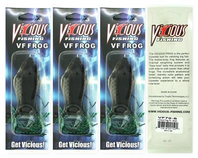 (3) Vicious Fishing Topwater 3'' VF Frog 3/4 Oz. Shad VF70-S Brand New