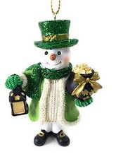 Irish Snowman w Pot Of Gold Ornament 3.75 Inch