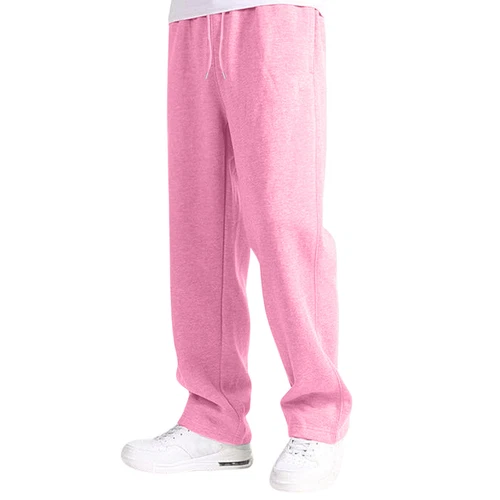 Herren Fleece gefütterte Jogginghose weites gerades Bein Hose unten Sweatpants Jogger - Bild 48 von 54