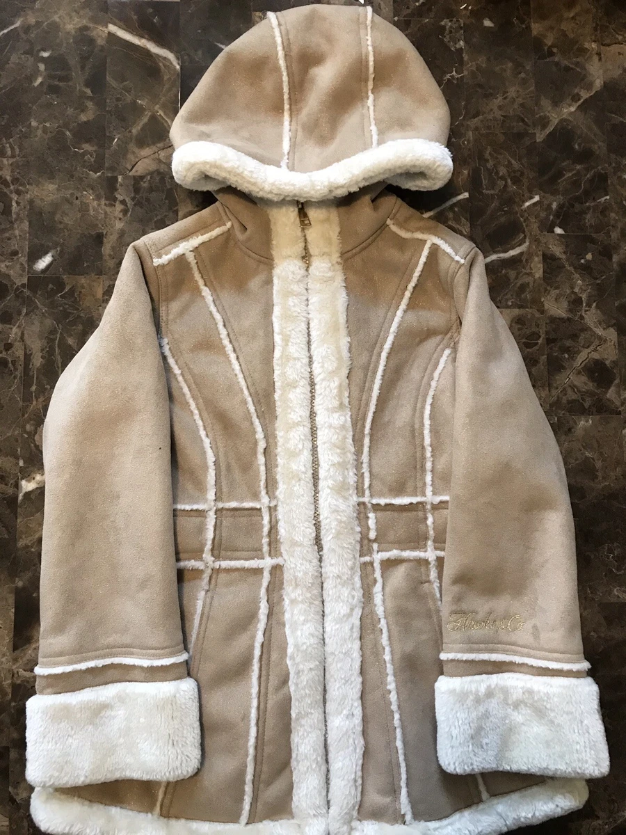 Hawkes Co Outfitters Girls Cream Tan Faux Fur Jacket Size Age 7 8