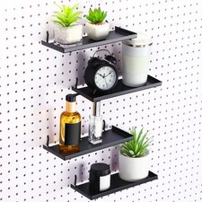 Lineshading 4 Pcs Pegboard Shelves, 10 x 4 Inch Metal Shelf Brackets Pegboard...