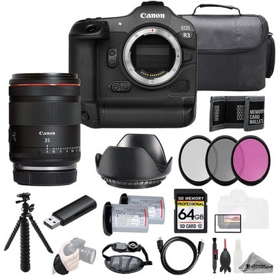 Canon EOS R3 + RF 35mm f/1.4 L VCM Lens+64GB+Ext Bat+3PC Filter-Kit