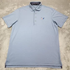 Greyson Polo Shirt Mens Large Blue White Stripe Golf Performance Stretch Flag