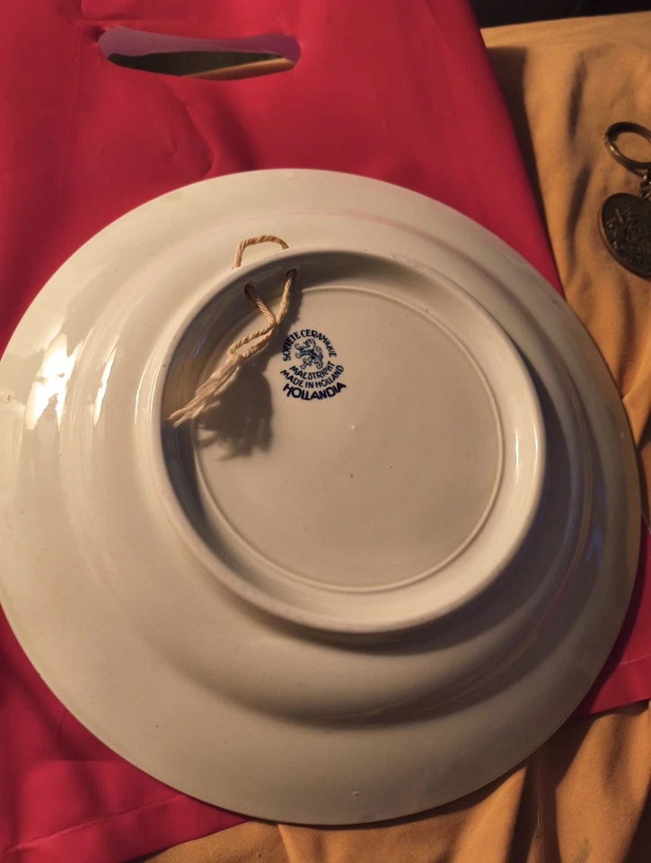 VTG Delfts Blue 9.25" Wall Plate with Sailboats, Windmill Scene by Boch Belgium - Image 3 of 3